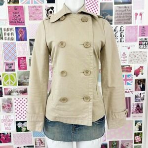 joe fresh khaki double breasted pea coat size xs